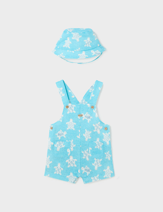 Baby Capri Blue Overall with Bucket Hat mayoral