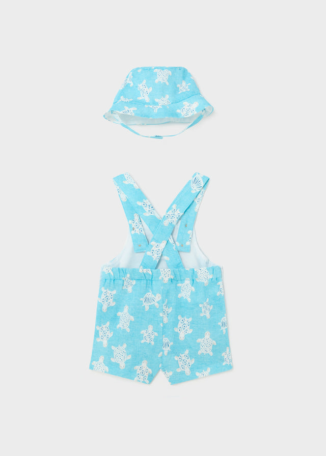Baby Capri Blue Overall with Bucket Hat mayoral