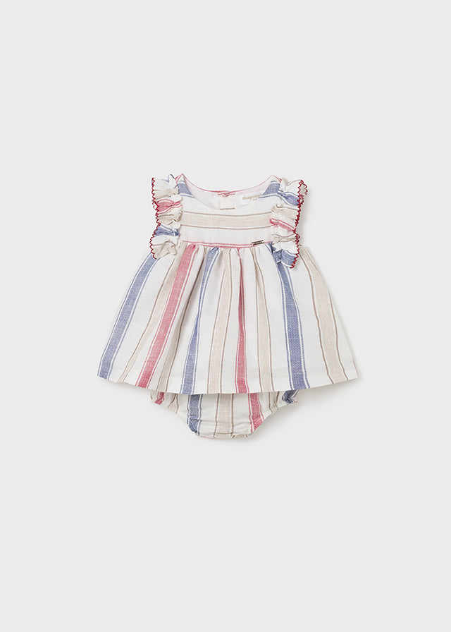 Baby Striped Linen Dress in Mars mayoral