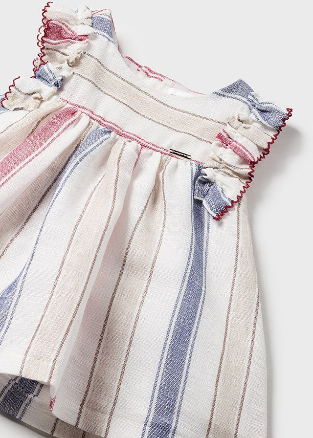 Baby Striped Linen Dress in Mars mayoral