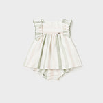 Baby Striped Linen Dress in Eucalyptus mayoral