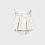 Baby Striped Linen Dress in Eucalyptus mayoral