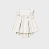 Baby Striped Linen Dress in Eucalyptus mayoral