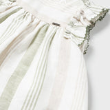 Baby Striped Linen Dress in Eucalyptus mayoral