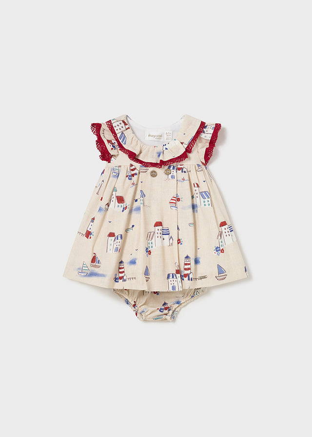 Baby Cape Cod Printed Linen Dress mayoral