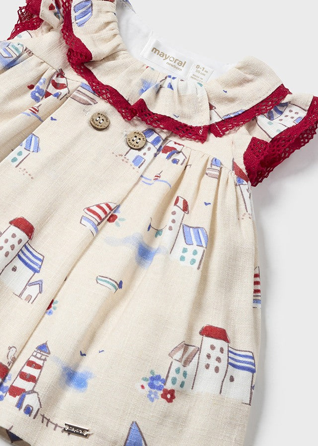 Baby Cape Cod Printed Linen Dress mayoral