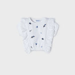 Toddler Blue Floral Lace Ruffled Shirt mayoral