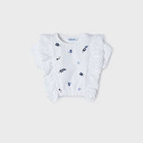 Toddler Blue Floral Lace Ruffled Shirt mayoral
