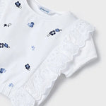 Toddler Blue Floral Lace Ruffled Shirt mayoral