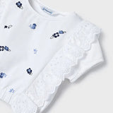 Toddler Blue Floral Lace Ruffled Shirt mayoral