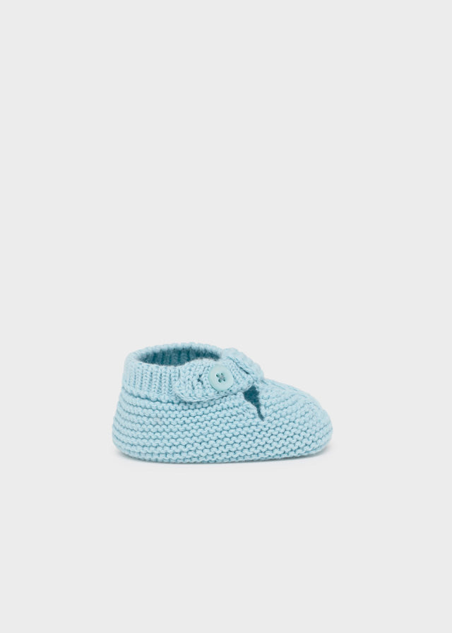 Baby Knitting Booties in Glass Blue mayoral