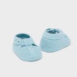 Baby Knitting Booties in Glass Blue mayoral