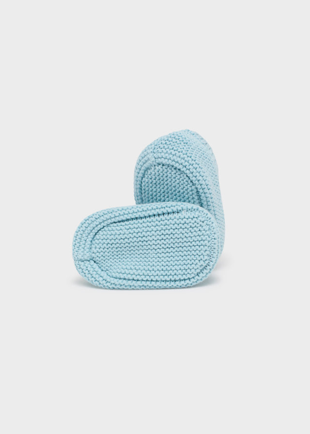 Baby Knitting Booties in Glass Blue mayoral