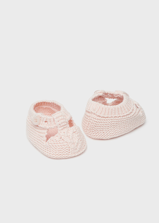 Knitting Booties in Pinky Promise Pink