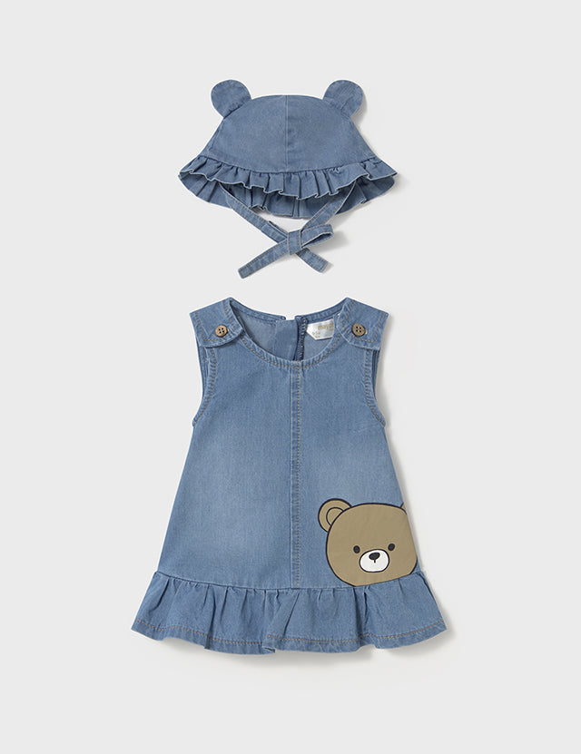Baby Teddy Bear Denim Dress & Hat mayoral