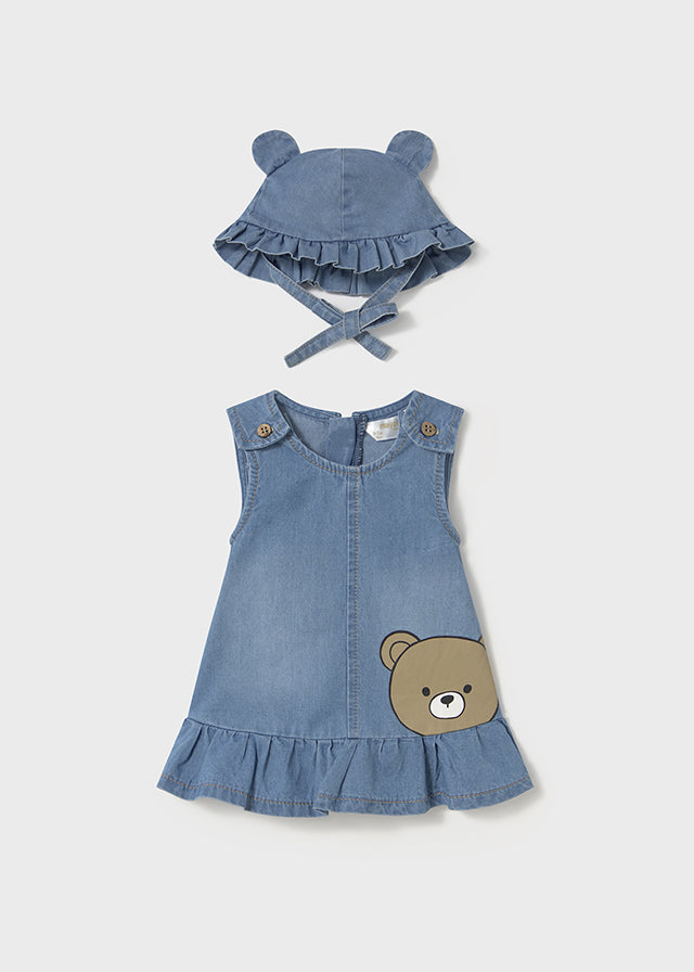 Teddy Bear Denim Dress & Hat