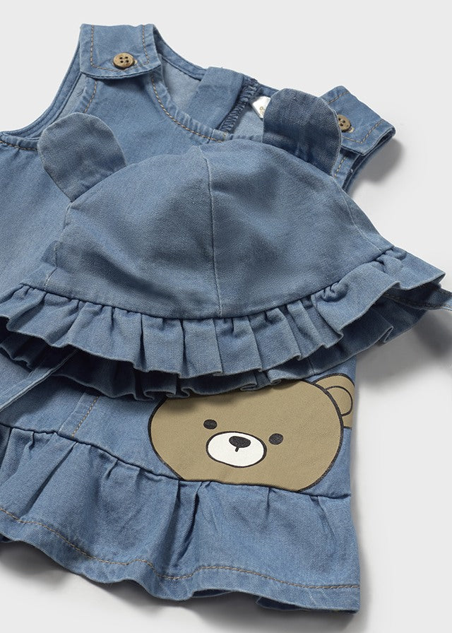 Teddy Bear Denim Dress & Hat