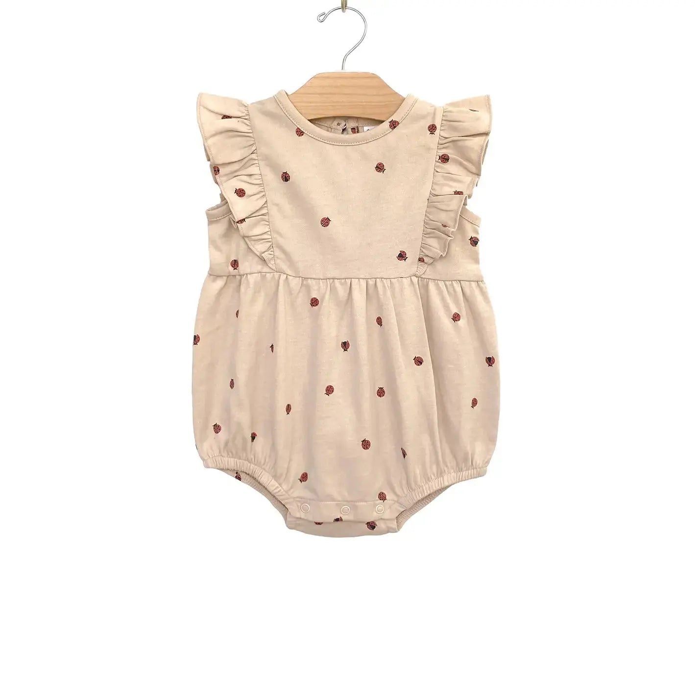 Baby Flutter Sleeve Bubble Romper - Ladybugs City Mouse Studio