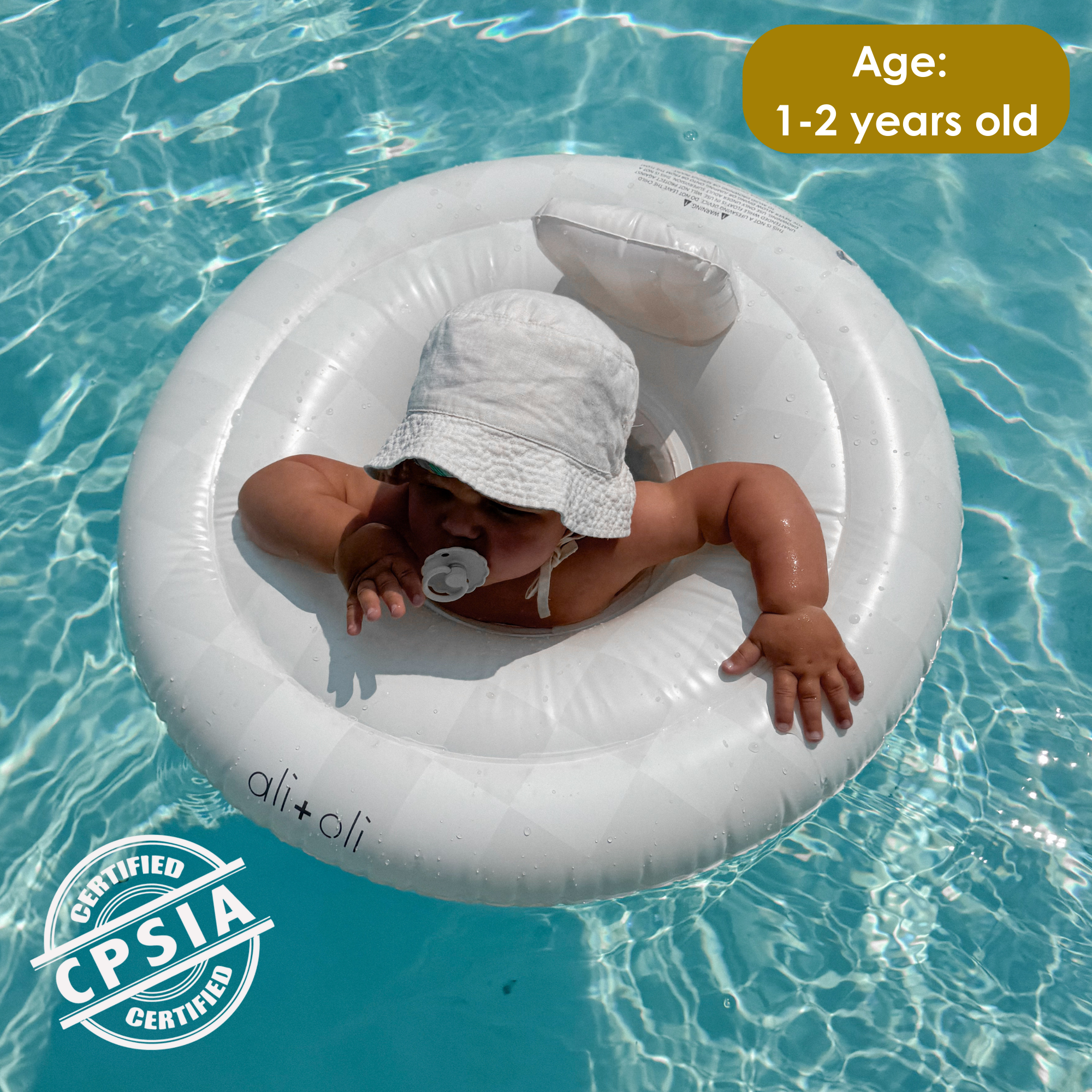 Baby Ali+Oli Baby Swim Seat Ring Pool Float (Checkers) Ali+Oli