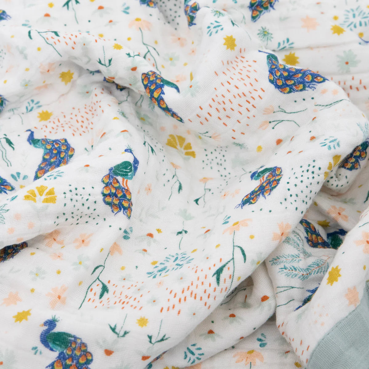 Muslin Baby Quilt - Peacock little unicorn