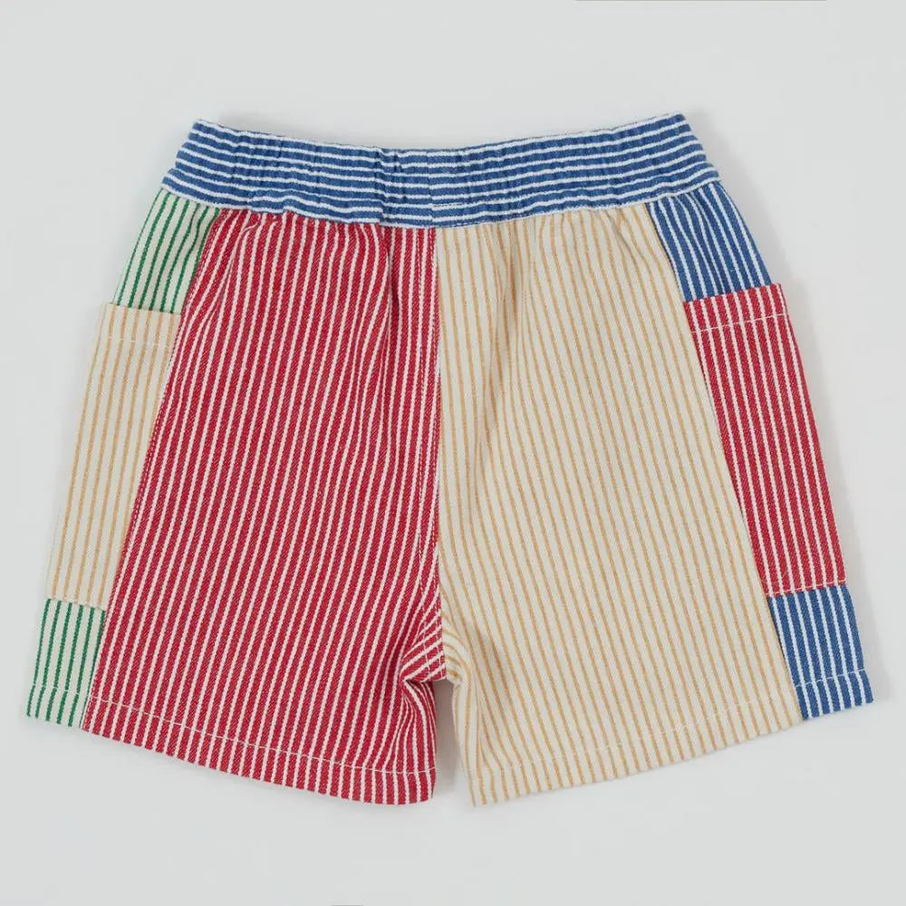 Kid Patchwork Stripe Noah Pocket Shorts Goldie & Ace