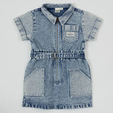 Toddler Piper Pinstripe Denim Belted Dress Goldie & Ace