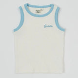 Kid Embroidered Colour Pop Rib Singlet White/Blue Goldie & Ace