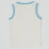 Kid Embroidered Colour Pop Rib Singlet White/Blue Goldie & Ace