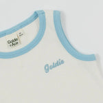 Kid Embroidered Colour Pop Rib Singlet White/Blue Goldie & Ace