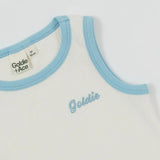 Kid Embroidered Colour Pop Rib Singlet White/Blue Goldie & Ace