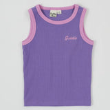 Kid EmbroideredColour Pop Rib Singlet Purple/Pink Goldie & Ace