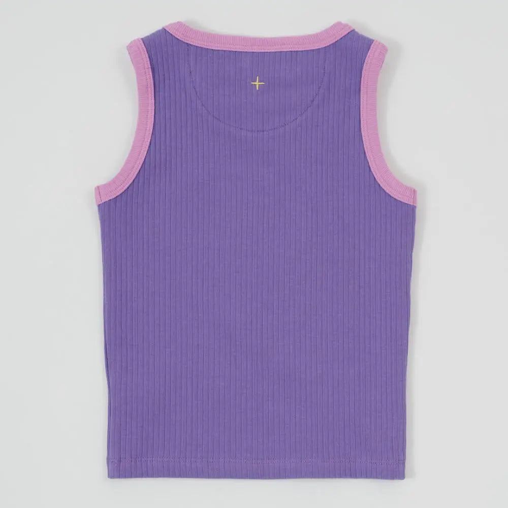 Kid EmbroideredColour Pop Rib Singlet Purple/Pink Goldie & Ace
