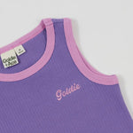 Kid EmbroideredColour Pop Rib Singlet Purple/Pink Goldie & Ace
