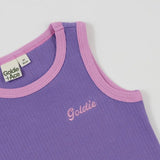 Kid EmbroideredColour Pop Rib Singlet Purple/Pink Goldie & Ace