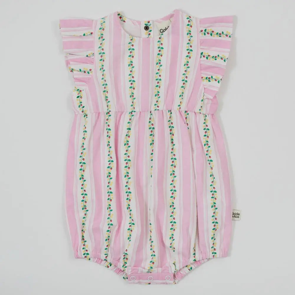 Baby Antique Stripe Strawberry Lani Romper Goldie & Ace