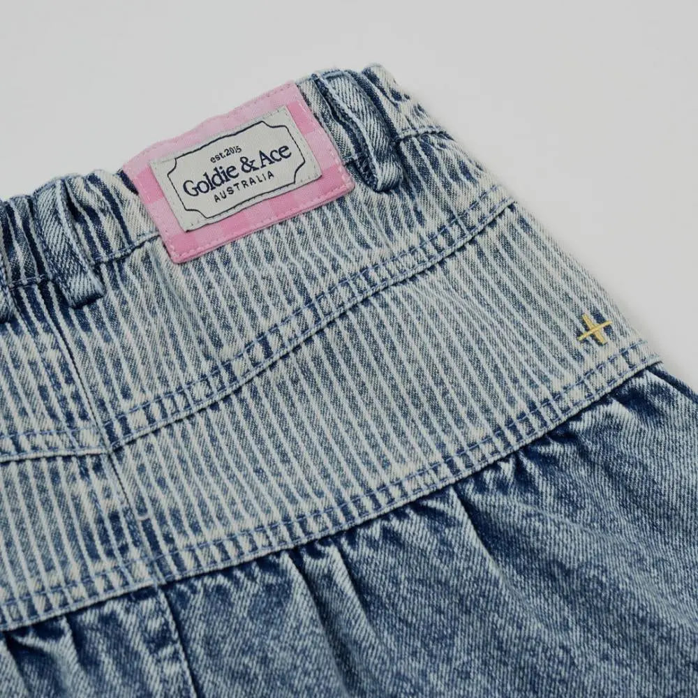 Toddler Pinstripe Peplum Denim Skirt Goldie & Ace