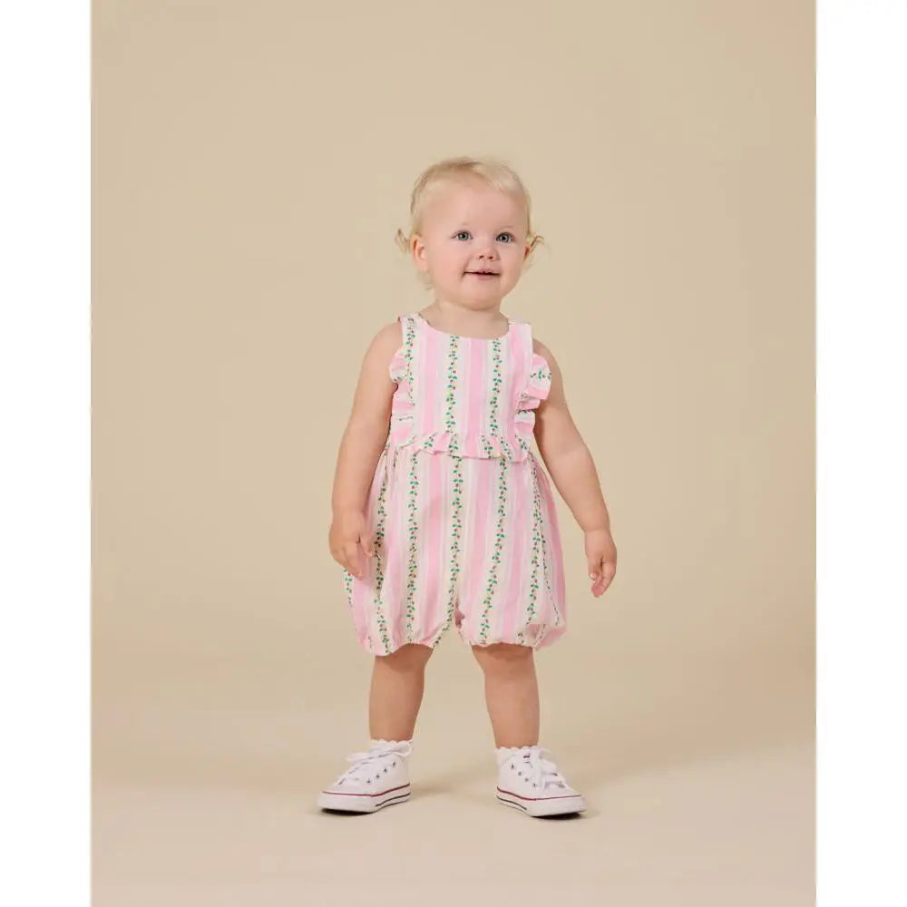 Baby Antique Stripe Strawberry Bubble Romper Goldie & Ace