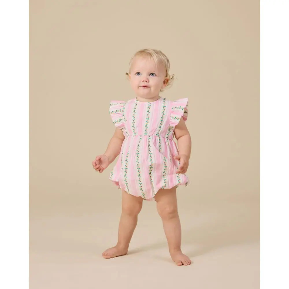 Baby Antique Stripe Strawberry Lani Romper Goldie & Ace