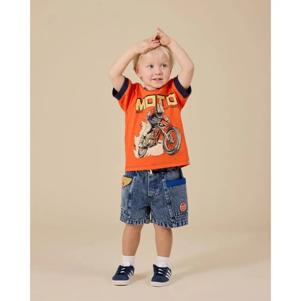 Kid Moto Ringer T-Shirt Goldie & Ace