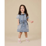 Toddler Piper Pinstripe Denim Belted Dress Goldie & Ace