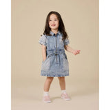 Toddler Piper Pinstripe Denim Belted Dress Goldie & Ace