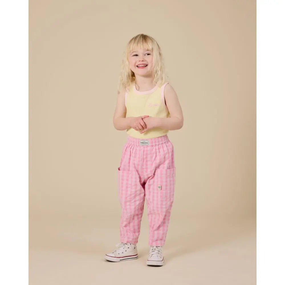 Kid Embroidered Colou Pop Rib Singlet Yellow/Pink Goldie & Ace