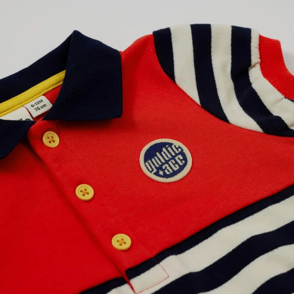 Baby Panelled Stripe Polo Romper Goldie & Ace