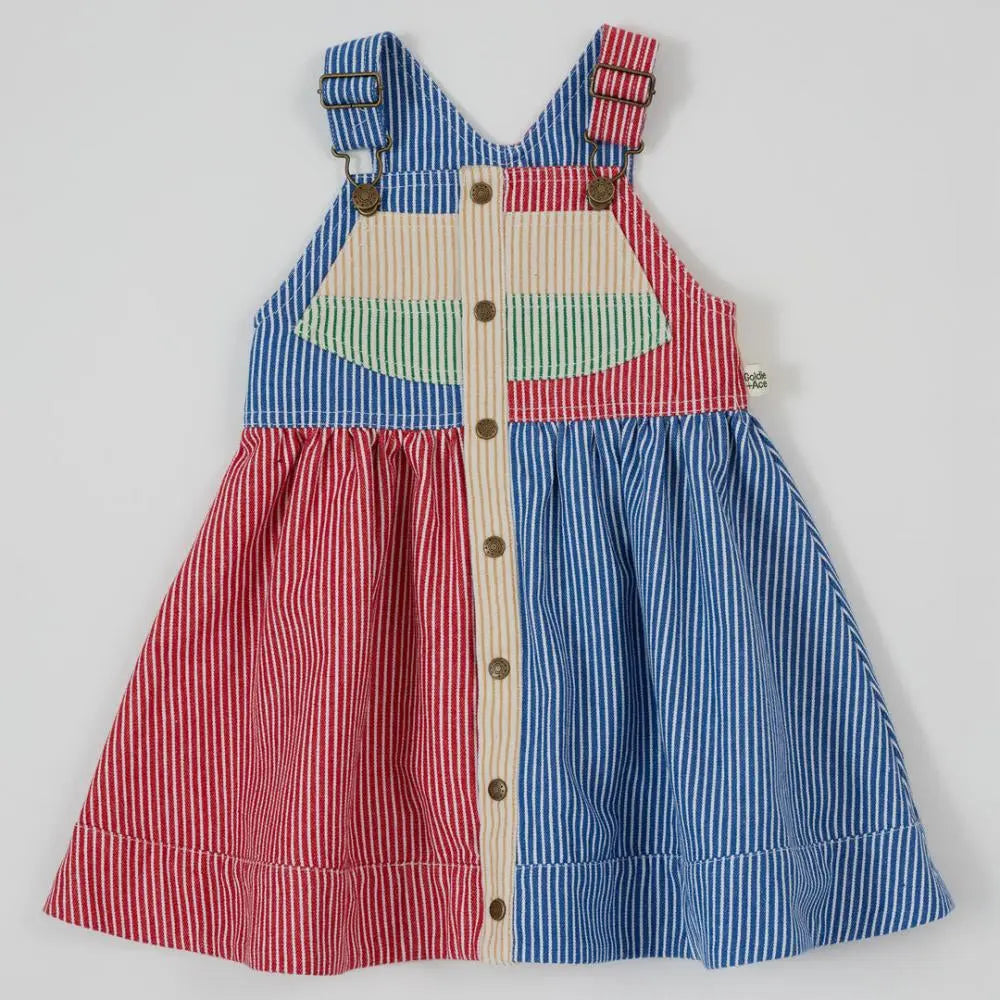 Kid Patchwork Stripe Heidi Pinafore Dress Goldie & Ace