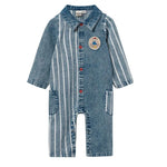 Baby Buddy Badge Denim Stripe Romper Goldie&Ace
