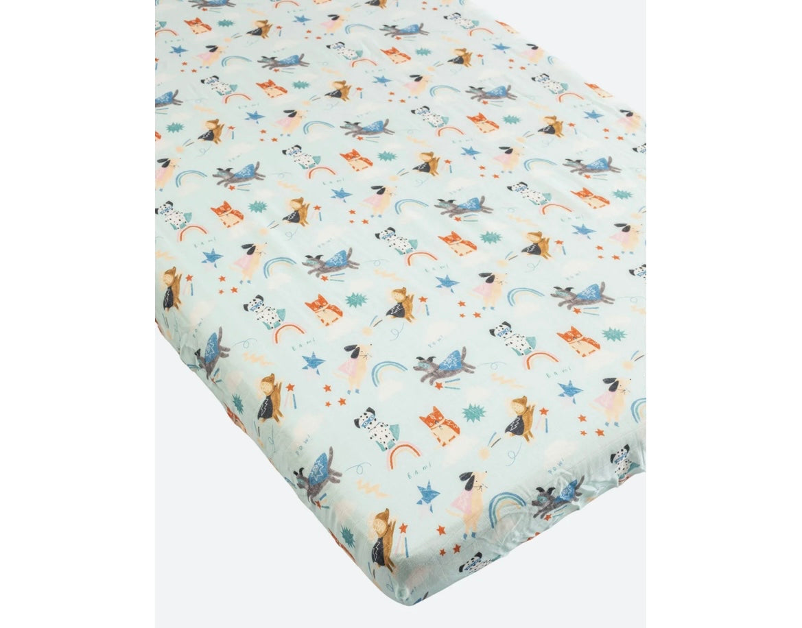 Superhero Dog Crib Sheet