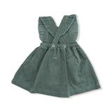 Baby Corduroy - Dark Ivy - Pinafore Dress and Diaper Cover with Apple Applique (DC not pictured) Angel Dear