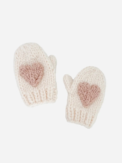 Heart Mittens, Blush