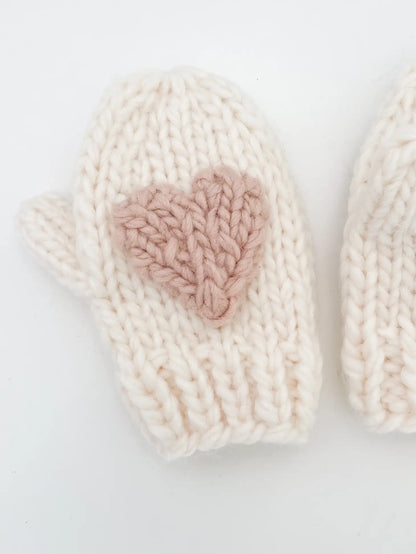 Heart Mittens, Blush