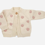 Baby Cotton Heart Cardigan, Blush GIGGLES LA